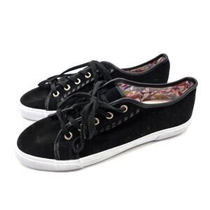 Jack Rogers Shoes Women 7.5M Black White Suede Leather Low Top Lace Up Sneakers